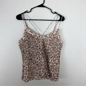 Hollister Leopard Pleated Criss Cross Tank Top Tan